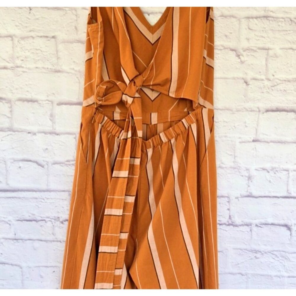 LUCKY BRAND Women's Jumpsuit Striped Boho Summer 100% Cotton Size Medium - Picture 5 of 14